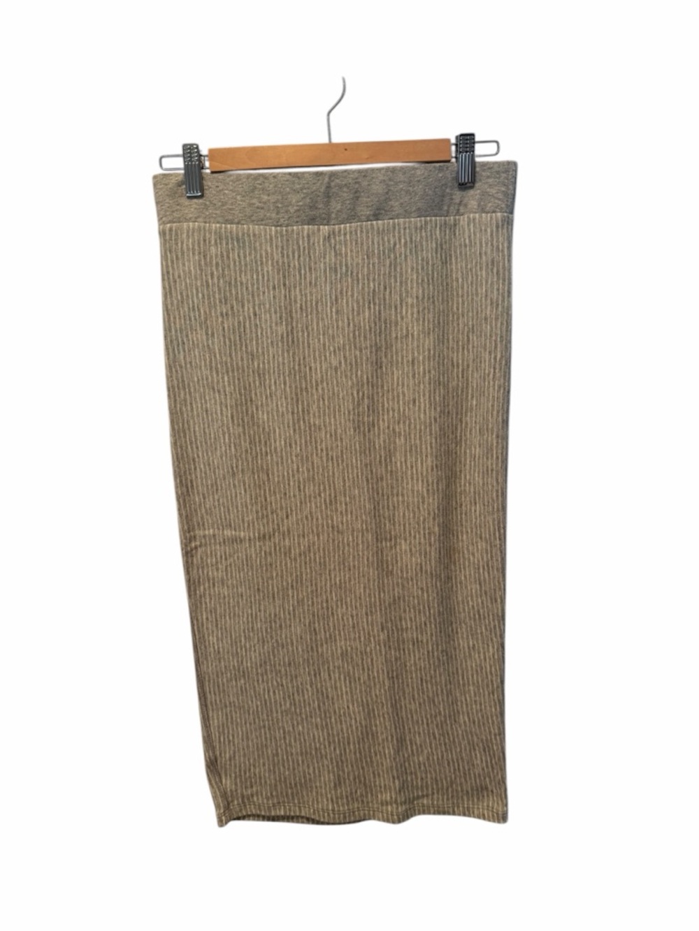 James Perse Heather Gray Ribbed Knit Midi Pencil Skirt Stretch USA Size 2